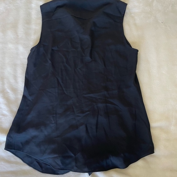 Theory Women's Black Button Down Silk Sleeveless Shirt - Picture 7 of 7